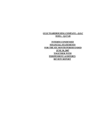 Thumbnail Gulf Warehousing Company Half-year Report 2007-h1