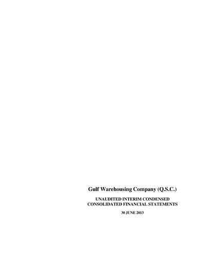 Thumbnail Gulf Warehousing Company Half-year Report 2013-h1