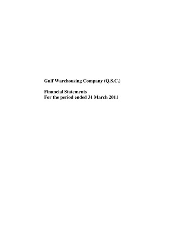 Thumbnail Gulf Warehousing Company Quarterly Report 2011-q1
