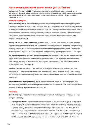 Miniature ArcelorMittal Rapport trimestriel 2023-q4