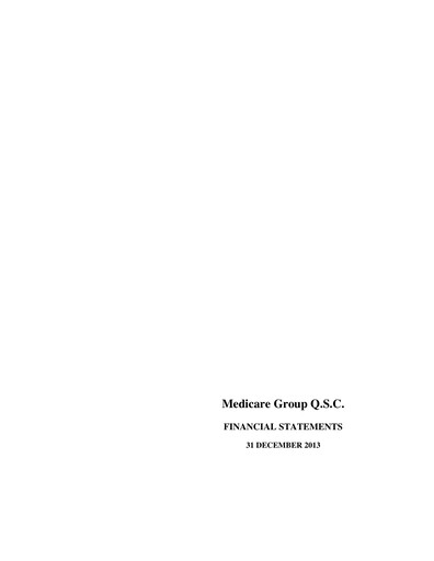 Thumbnail Medicare Group Financial Statement 2013