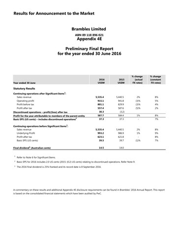 Vorschaubild Brambles Finanzmitteilung 2016