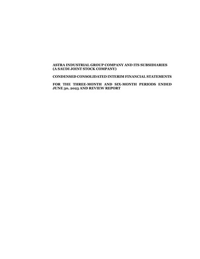 Miniature Astra Industrial Group Company Rapport trimestriel 2023-q2