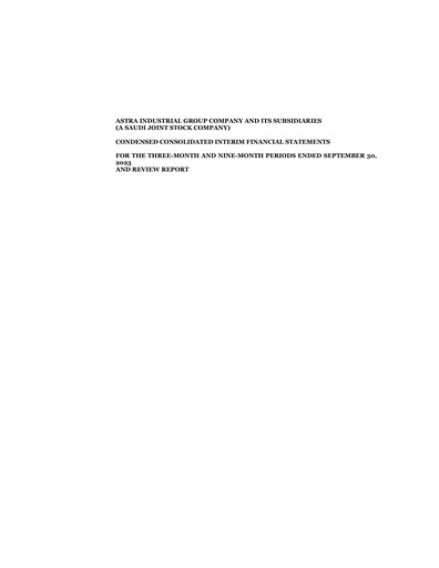 Miniature Astra Industrial Group Company Rapport trimestriel 2023-q3