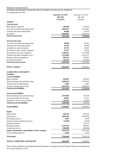 Thumbnail Mannai Corporation Quarterly Report 2015-q3