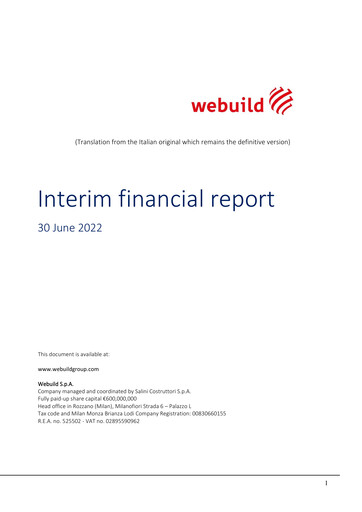 Miniature Webuild S.p.A. Rapport semestriel 2022