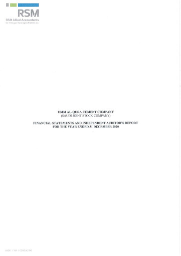 Thumbnail Umm Al-Qura Cement Company Financial Statement 2020