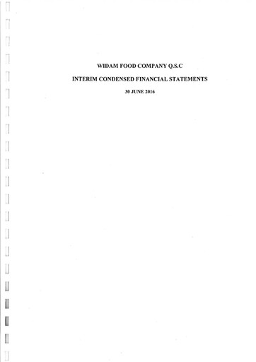 Thumbnail Widam Food Company Financial Statement 2016-h1