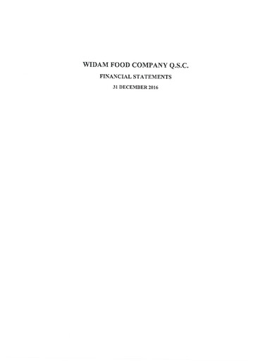 Thumbnail Widam Food Company Financial Statement 2016