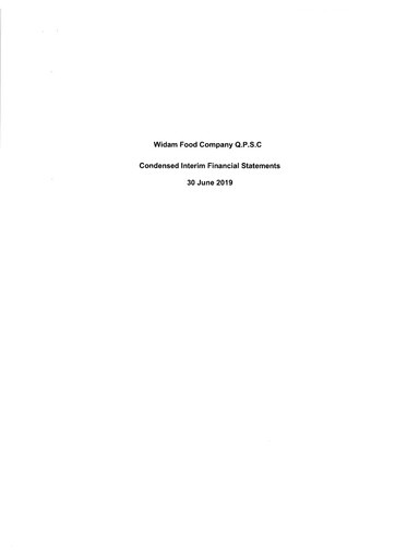 Thumbnail Widam Food Company Financial Statement 2019-h1