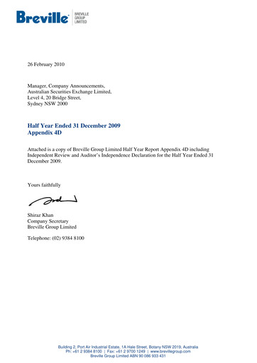 Vorschaubild Breville Group Halbjahresbericht 2010-h1