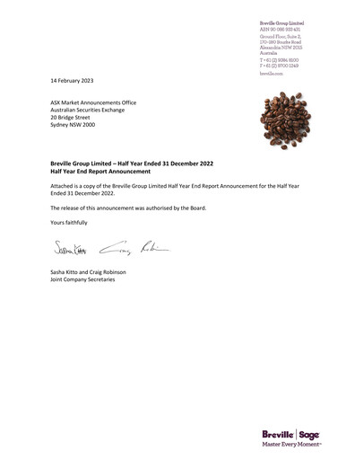 Thumbnail Breville Group Half-year Report 2022-h1