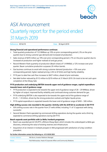 Thumbnail Beach Energy Quarterly Report 2019-q3