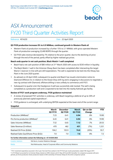 Thumbnail Beach Energy Quarterly Report 2020-q3
