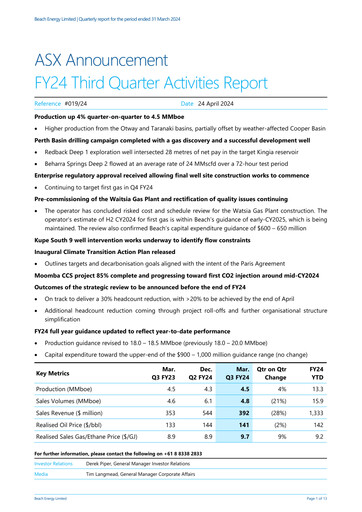 Thumbnail Beach Energy Quarterly Report 2024-q3