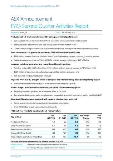 Thumbnail Beach Energy Quarterly Report 2025-q2