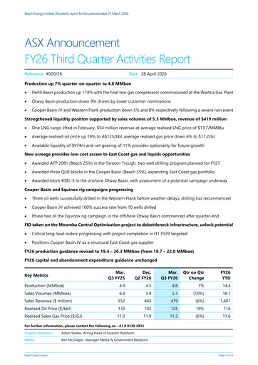Vorschaubild Beach Energy Quartalsbericht 2026-q3