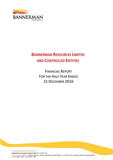 Thumbnail Bannerman Energy Financial Report 2016-h1