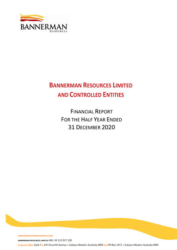 Thumbnail Bannerman Energy Financial Report 2020-h1
