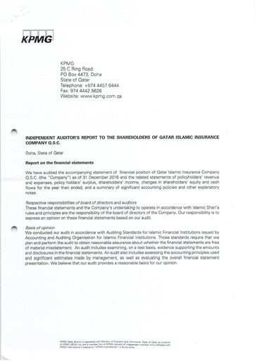 Thumbnail Qatar Islamic Insurance Group Financial Statement 2016