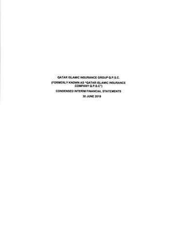 Thumbnail Qatar Islamic Insurance Group Financial Statement 2019-h1