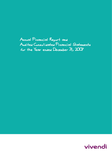 Thumbnail Vivendi Financial Report 2007