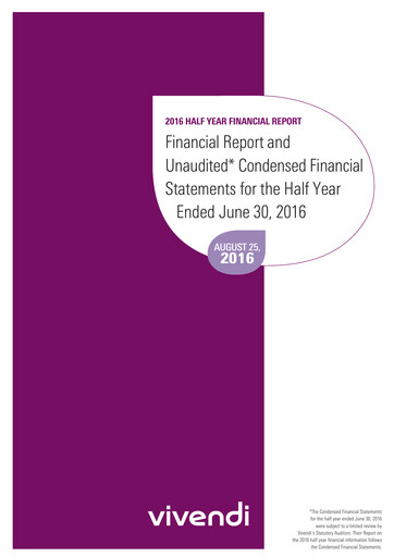 Thumbnail Vivendi Half-year Report 2016-h1