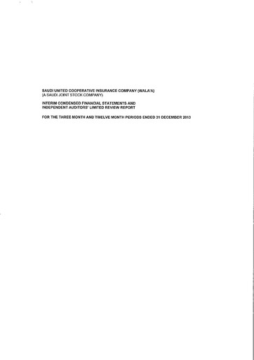 Thumbnail Walaa Cooperative Insurance Company Financial Statement 2013
