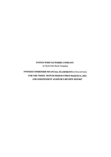 Thumbnail United Wire Factories Company Quarterly Report 2024-q1