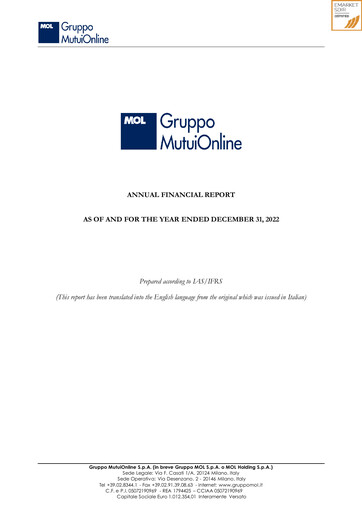 Thumbnail Moltiply Group (Gruppo Mutuionline) Annual Report 2022