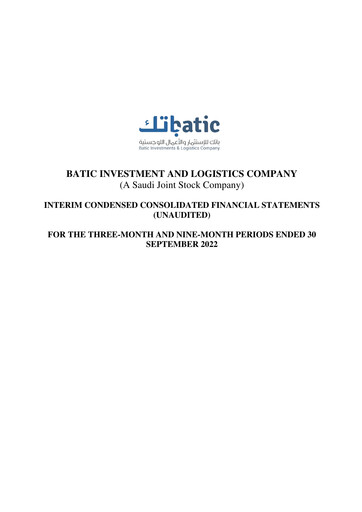 Thumbnail Batic Investments and Logistics Company Quarterly Report 2022-q3