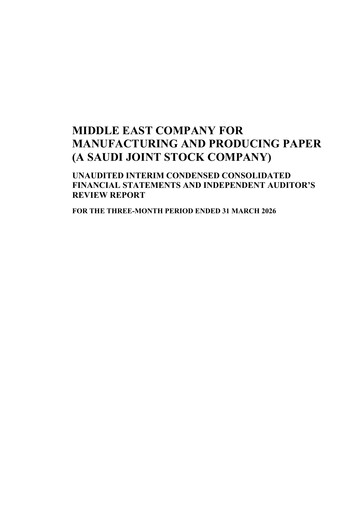 Thumbnail Mepco (Middle East Company for Manufacturing and Producing Paper) Quarterly Report 2026-q1