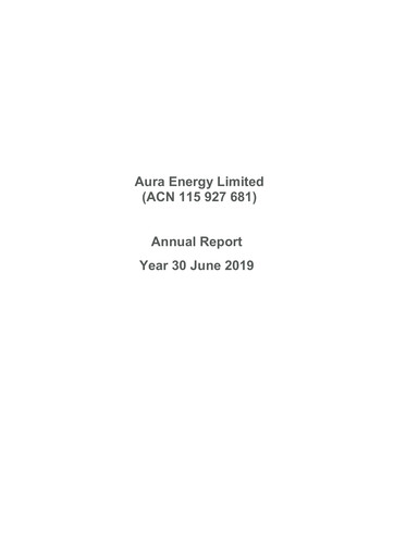 Thumbnail Aura Energy Annual Report 2019