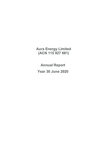 Thumbnail Aura Energy Annual Report 2020