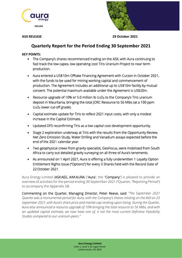 Thumbnail Aura Energy Quarterly Report 2021-q1