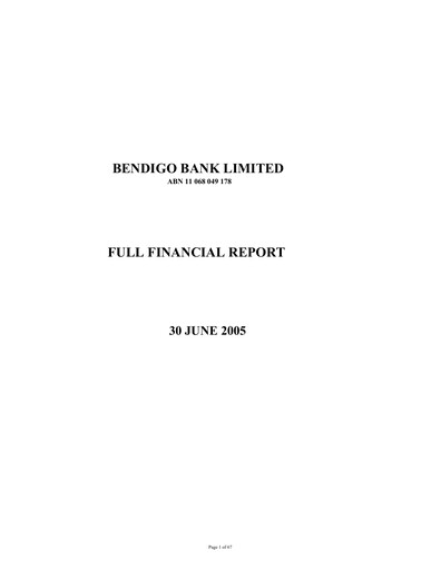 Thumbnail Bendigo and Adelaide Bank Annual Report 2005