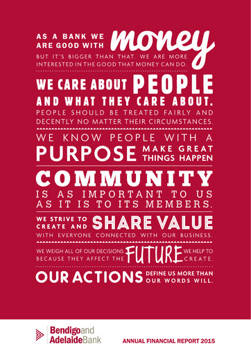 Thumbnail Bendigo and Adelaide Bank Annual Report 2015