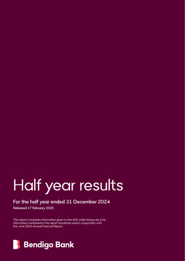 Thumbnail Bendigo and Adelaide Bank Half-year Report 2025-h1