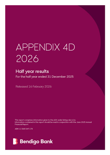 Thumbnail Bendigo and Adelaide Bank Half-year Report 2026-h1