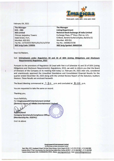 Thumbnail Imagicaaworld Entertainment Quarterly Report 2020-q3