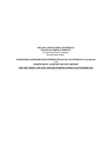 Thumbnail Filling and Packing Materials Manufacturing Company Quarterly Report 2021-q3
