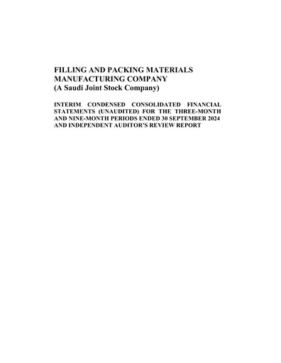 Thumbnail Filling and Packing Materials Manufacturing Company Quarterly Report 2024-q3