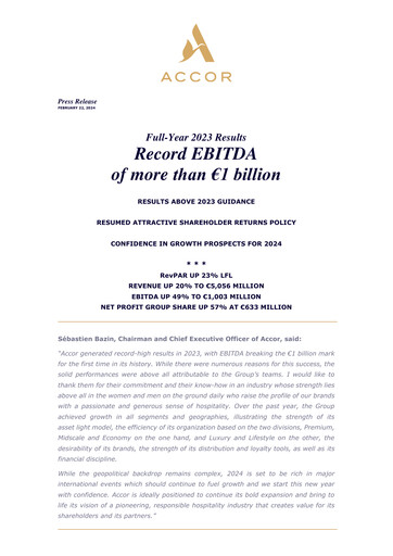 Thumbnail Accor Financial Report 2023