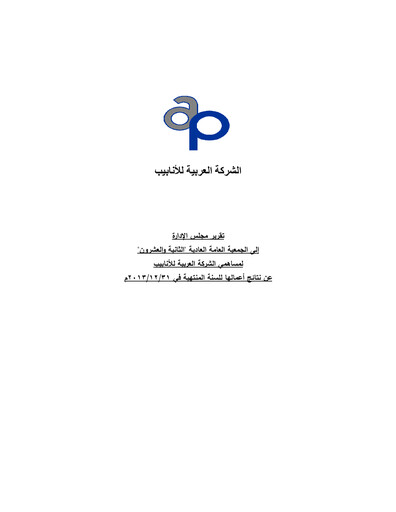 Thumbnail Arabian Pipes Company Annual Report 2013