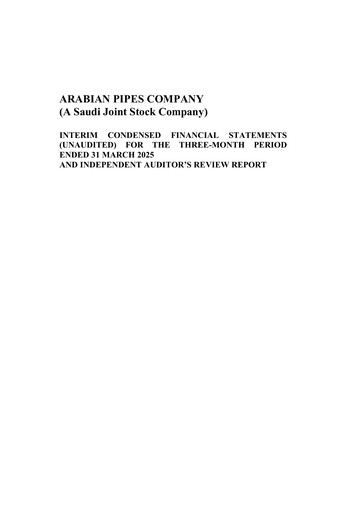 Thumbnail Arabian Pipes Company Quarterly Report 2025-q1