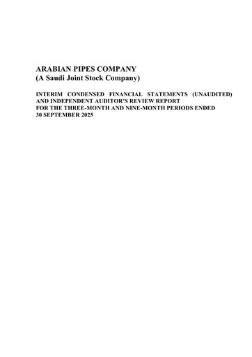 Thumbnail Arabian Pipes Company Quarterly Report 2025-q3