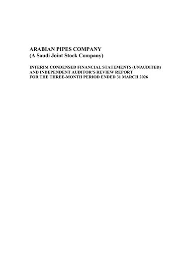 Thumbnail Arabian Pipes Company Quarterly Report 2026-q1