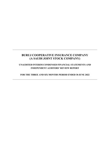 Miniature Buruj Cooperative Insurance Company Rapport semestriel 2022-h1
