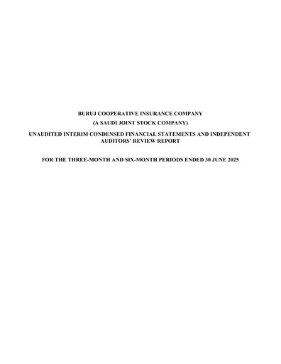 Miniature Buruj Cooperative Insurance Company Rapport semestriel 2025-h1