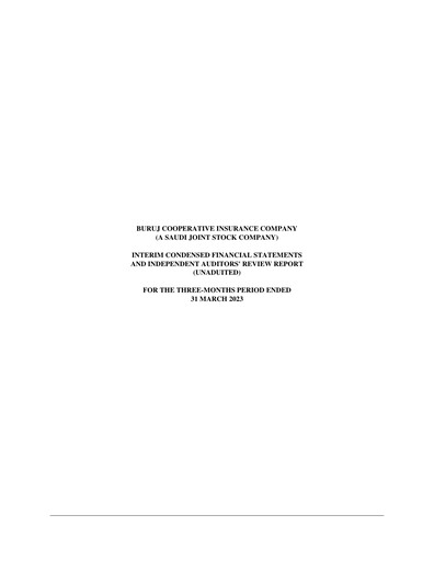 Thumbnail Buruj Cooperative Insurance Company Quarterly Report 2023-q1